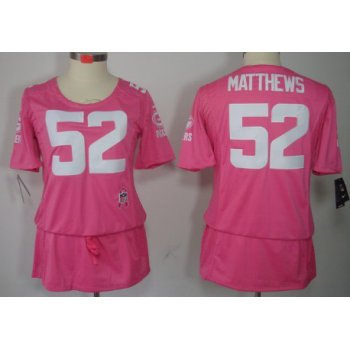 Nike Green Bay Packers #52 Clay Matthews Breast Cancer Awareness Pink Womens Jersey