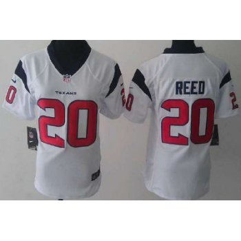 Nike Houston Texans #20 Ed Reed White Game Womens Jersey