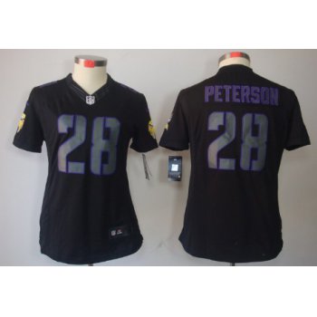 Nike Minnesota Vikings #28 Adrian Peterson Black Impact Limited Womens Jersey