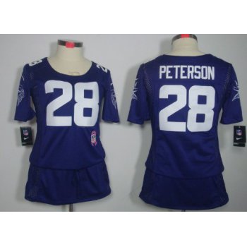 Nike Minnesota Vikings #28 Adrian Peterson Breast Cancer Awareness Purple Womens Jersey