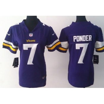 Nike Minnesota Vikings #7 Christian Ponder 2013 Purple Game Womens Jersey