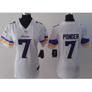 Nike Minnesota Vikings #7 Christian Ponder 2013 White Game Womens Jersey