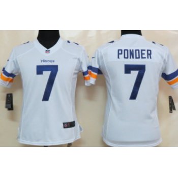 Nike Minnesota Vikings #7 Christian Ponder 2013 White Limited Womens Jersey