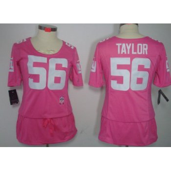 Nike New York Giants #56 Lawrence Taylor Breast Cancer Awareness Pink Womens Jersey