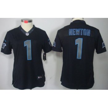 Nike Carolina Panthers #1 Cam Newton Black Impact Limited Womens Jersey