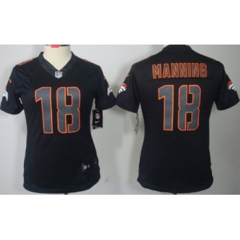 Nike Denver Broncos #18 Peyton Manning Black Impact Limited Womens Jersey