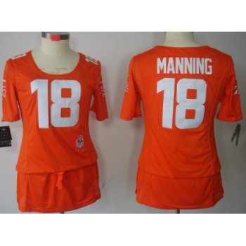 Nike Denver Broncos #18 Peyton Manning Breast Cancer Awareness Orange Womens Jersey