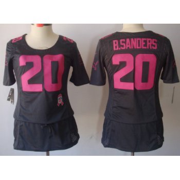 Nike Detroit Lions #20 Barry Sanders Breast Cancer Awareness Gray Womens Jersey