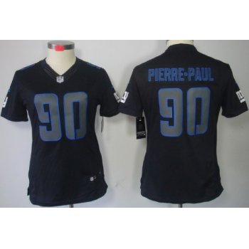 Nike New York Giants #90 Jason Pierre-Paul Black Impact Limited Womens Jersey