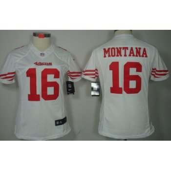 Nike San Francisco 49ers #16 Joe Montana White Limited Womens Jersey