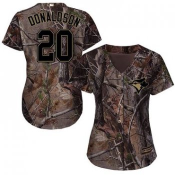 Blue Jays #20 Josh Donaldson Camo Realtree Collection Cool Base Women's Stitched Baseball Jersey