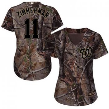 Nationals #11 Ryan Zimmerman Camo Realtree Collection Cool Base Women's Stitched Baseball Jersey