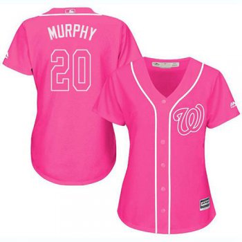 Nationals #20 Daniel Murphy Pink Fashion Women's Stitched Baseball Jersey