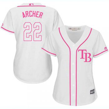 Rays #22 Chris Archer White Pink Fashion Women's Stitched Baseball Jersey