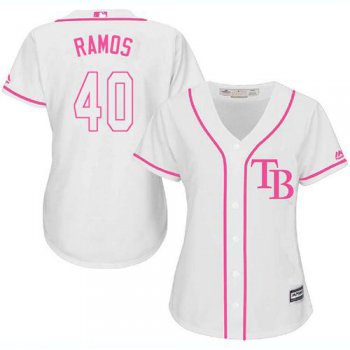 Rays #40 Wilson Ramos White Pink Fashion Women's Stitched Baseball Jersey