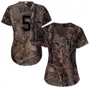 Rays #5 Matt Duffy Camo Realtree Collection Cool Base Women's Stitched Baseball Jersey