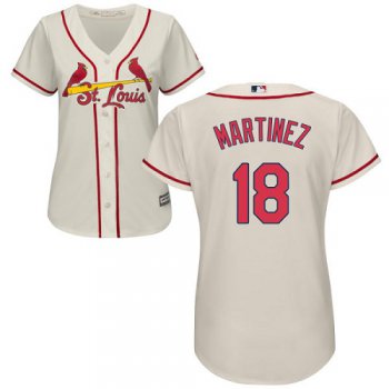 Cardinals #18 Carlos Martinez Cream Alternate Women's Stitched Baseball Jersey