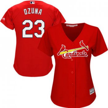 Cardinals #23 Marcell Ozuna Red Alternate Women's Stitched Baseball Jersey