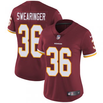 Women's Nike Washington Redskins #36 D.J. Swearinger Burgundy Red Team Color Stitched NFL Vapor Untouchable Limited Jersey