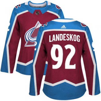 Adidas Colorado Avalanche #92 Gabriel Landeskog Burgundy Home Authentic Women's Stitched NHL Jersey