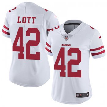 Women's Nike San Francisco 49ers #42 Ronnie Lott White Stitched NFL Vapor Untouchable Limited Jersey