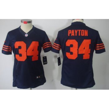 Nike Chicago Bears #34 Walter Payton Blue With Orange Limited Womens Jersey