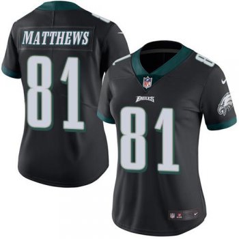 Nike Eagles #81 Jordan Matthews Black Women's Stitched NFL Limited Rush Jersey