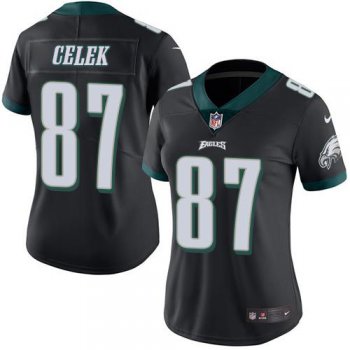 Nike Eagles #87 Brent Celek Black Women's Stitched NFL Limited Rush Jersey