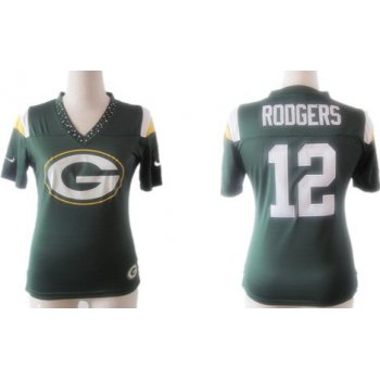 Nike Green Bay Packers #12 Aaron Rodgers 2012 Green Womens Field Flirt Fashion Jersey