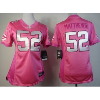 Nike Green Bay Packers #52 Clay Matthews Pink Love Womens Jersey