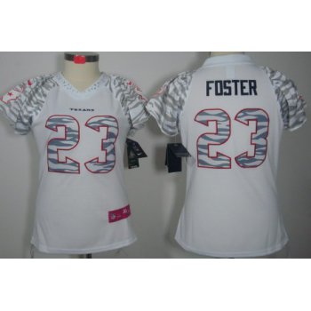 Nike Houston Texans #23 Arian Foster White Womens Zebra Field Flirt Jersey