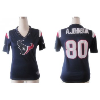 Nike Houston Texans #80 Andre Johnson 2012 Blue Womens Field Flirt Fashion Jersey