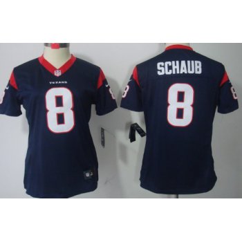 Nike Houston Texans #8 Matt Schaub Blue Limited Womens Jersey