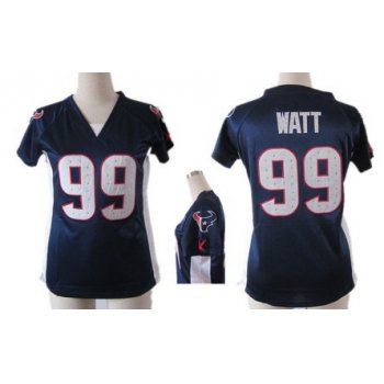 Nike Houston Texans #99 J.J. Watt 2012 Blue Womens Draft Him II Top Jersey