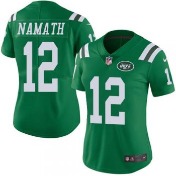 Nike Jets #12 Joe Namath Green Women's Stitched NFL Limited Rush Jersey