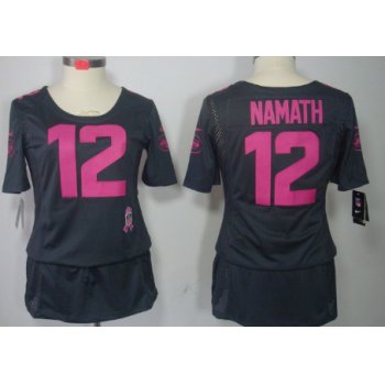 Nike New York Jets #12 Joe Namath Breast Cancer Awareness Gray Womens Jersey