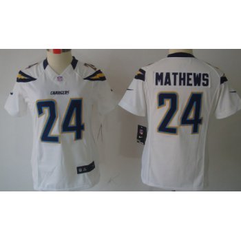 Nike San Diego Chargers #24 Ryan Mathews White Limited Womens Jersey