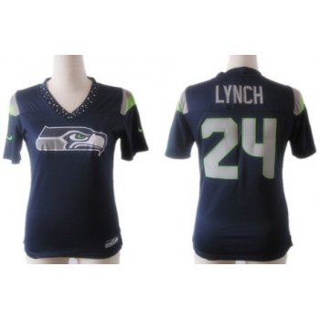 Nike Seattle Seahawks #24 Marshawn Lynch 2012 Green Womens Field Flirt Fashion Jersey