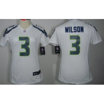 Nike Seattle Seahawks #3 Russell Wilson White Limited Womens Jersey