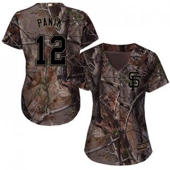 Giants #12 Joe Panik Camo Realtree Collection Cool Base Women's Stitched Baseball Jersey