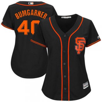 Giants #40 Madison Bumgarner Black Women's Alternate Stitched Baseball Jersey