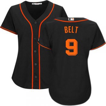 Giants #9 Brandon Belt Black Alternate Women's Stitched Baseball Jersey