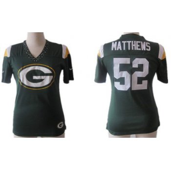 Nike Green Bay Packers #52 Clay Matthews 2012 Green Womens Field Flirt Fashion Jersey