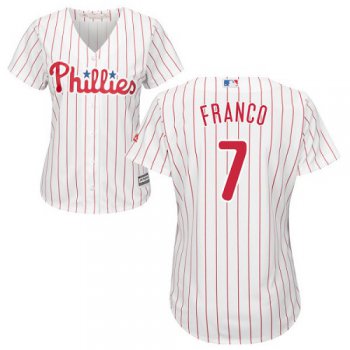 Phillies #7 Maikel Franco White(Red Strip) Home Women's Stitched Baseball Jersey