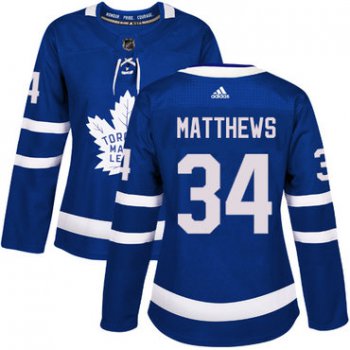 Adidas Maple Leafs #34 Auston Matthews Blue Home Authentic Women's Stitched NHL Jersey