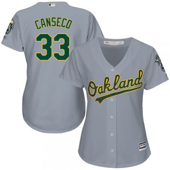 Athletics #33 Jose Canseco Grey Road Women's Stitched Baseball Jersey