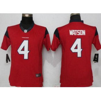 Women's 2017 NFL Draft Houston Texans #4 Deshaun Watson Red Team Color Stitched NFL Nike Limited Jersey