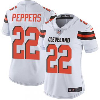 Women's Nike Browns #22 Jabrill Peppers White Stitched NFL Vapor Untouchable Limited Jersey