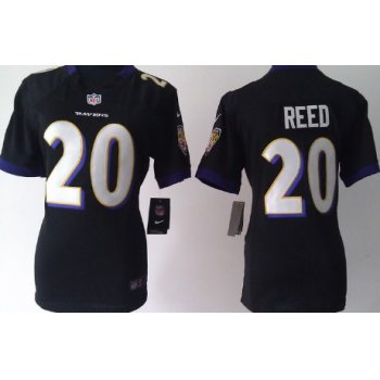 Nike Baltimore Ravens #20 Ed Reed Black Game Womens Jersey