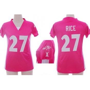 Nike Baltimore Ravens #27 Ray Rice 2012 Pink Womens Draft Him II Top Jersey